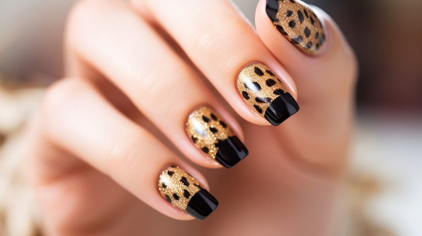 Леопардовый маникюр на коротких ногтях (53 фото)